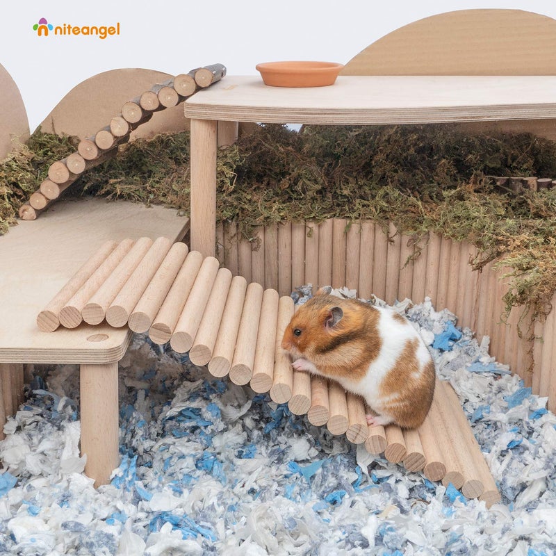 Niteangel Hamster Climbing Ladder Wooden Suspension Bridge for Guinea Pigs Rats Hedgehog Gerbils Mouse Sugar Glider and Other Small Animals (Small) - Image 3